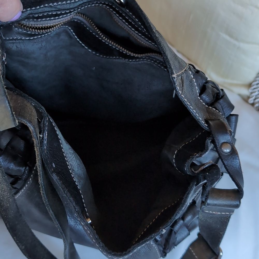 Black Basket Weave 🖤Leather Hobo Bag -Gidigio Italian Made - Picture 12 of 16